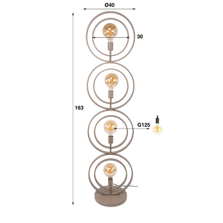 BelaLuz Modern Japandi vloerlamp Ozon 4-lichts beige