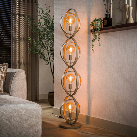 BelaLuz Modern Japandi vloerlamp Ozon 4-lichts beige