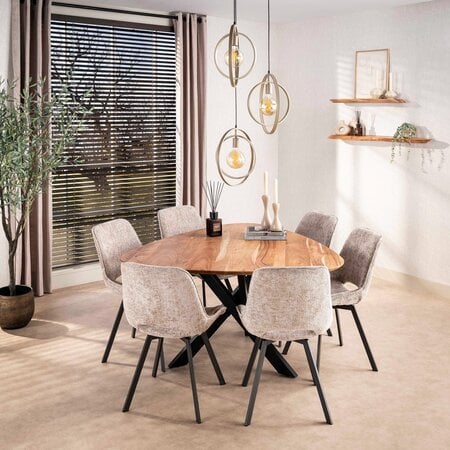 BelaLuz Moderne Japandi hanglamp Ozon 3-lichts getrapt beige