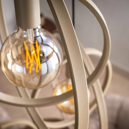 BelaLuz Moderne Japandi hanglamp Ozon 3-lichts getrapt beige