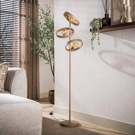 BelaLuz Modern Japandi vloerlamp Hera 3-lichts beige