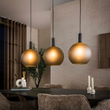 BelaLuz Modern industriële hanglamp Frost 3-lichts charcoal