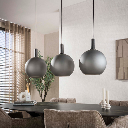 BelaLuz Modern industriële hanglamp Frost 3-lichts charcoal