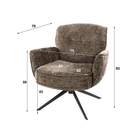 BelaLuz Modern hotel chique fauteuil Velora draaibaar Hoven champagne