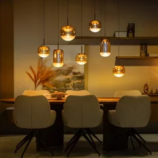 Hanglamp Yvonne 7-lichts brons ovaal