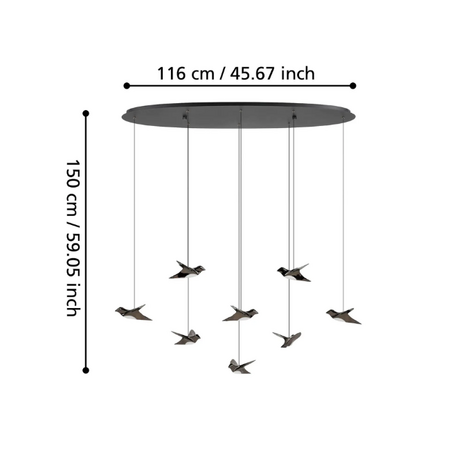 Stars of Light Design hanglamp Paratebueno 8-lichts zwart ovaal