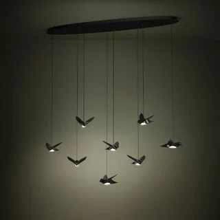 Hanglamp Paratebueno 8-lichts zwart ovaal