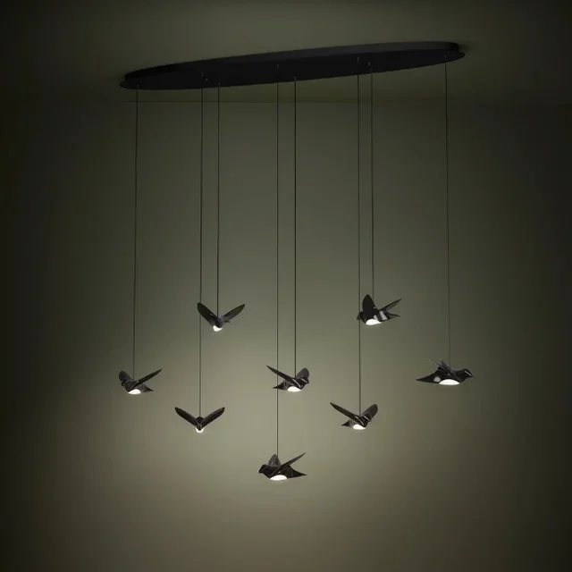 Hanglamp Paratebueno 8-lichts zwart ovaal