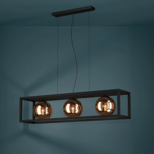 Stars of Light Hanglamp Cordoba 3-lichts zwart frame en koper glas