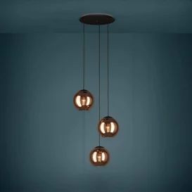Hanglamp Cordoba 3-lichts getrapt koper