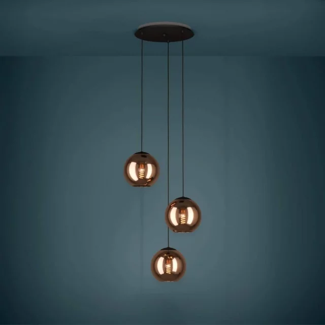 Hanglamp Cordoba 3-lichts getrapt koper