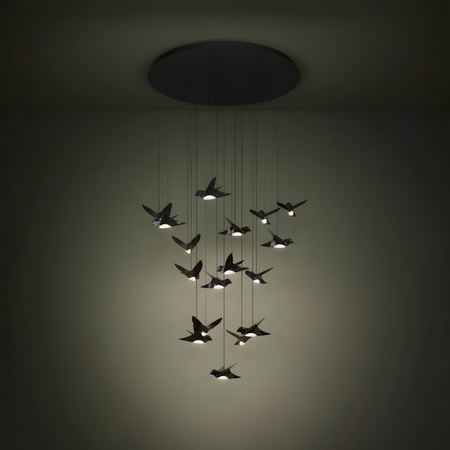 Stars of Light Design hanglamp/videlamp Paratebueno 17-lichts zwart Ø78 cm