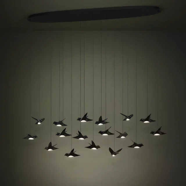 Hanglamp Paratebueno 17-lichts zwart ovaal
