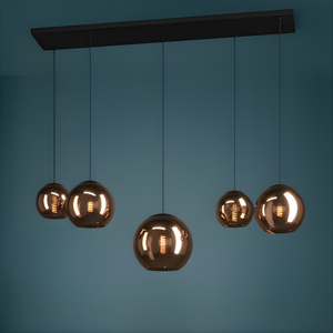 Stars of Light Moderne hanglamp Cordoba 5-lichts koperkleurig glas