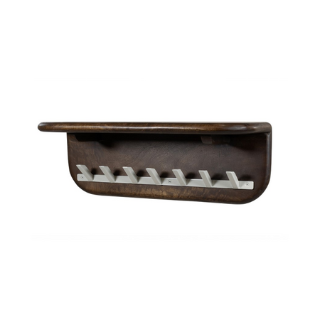 Nijwie Landelijke Japandi kapstok Aruba 7 haken met hoedenplank walnut brown