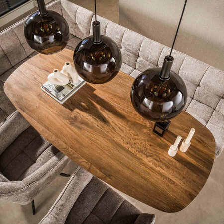 BelaLuz Modern landelijke eetkamertafel Drex zandkleurig mangohout deens ovaal 180 cm