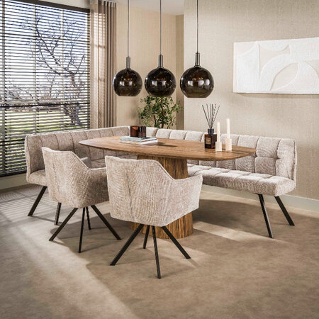 BelaLuz Modern landelijke eetkamertafel Drex zandkleurig mangohout deens ovaal 180 cm