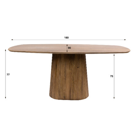 BelaLuz Modern landelijke eetkamertafel Drex zandkleurig mangohout deens ovaal 180 cm