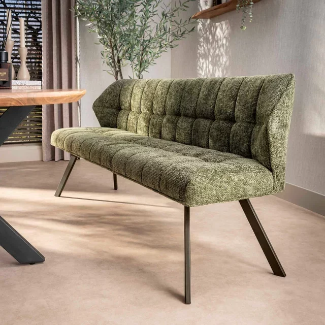 Eetkamerbank Turn hoven groen brons onderstel
