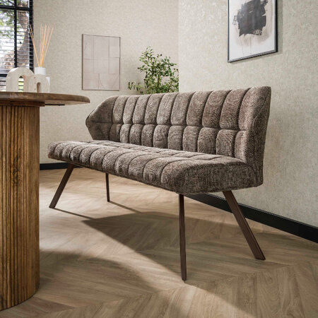 BelaLuz Modern hotel chique eetkamerbank Turn Hoven taupe brons onderstel
