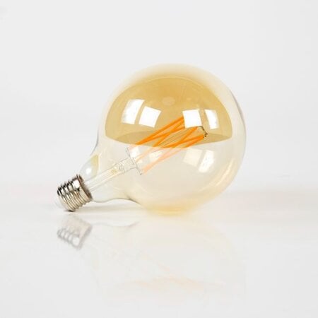 BelaLuz Lichtbron E27 LED 6W Ø12,5 cm bol Filament Amber Dimbaar