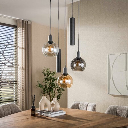 BelaLuz Moderne hanglamp Poly 5-lichts getrapt charcoal