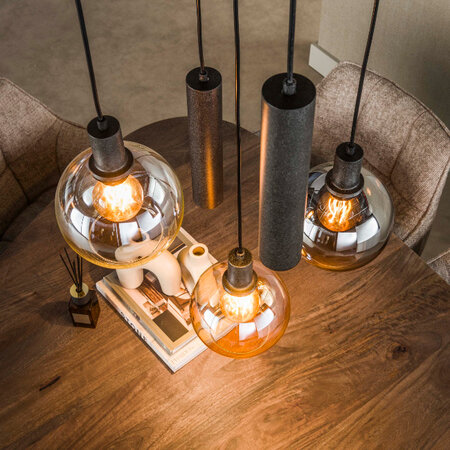 BelaLuz Moderne hanglamp Poly 5-lichts getrapt charcoal
