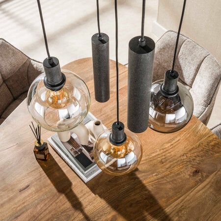 BelaLuz Moderne hanglamp Poly 5-lichts getrapt charcoal