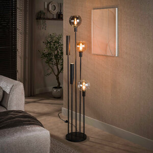 BelaLuz Modern industriële vloerlamp Poly 5-lichts charcoal