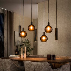 Hanglamp Waze 7-lichts Sienna brown frosted glas