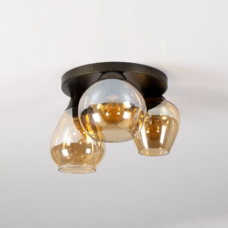 BelaLuz Modern Hotel chique Plafondlamp 3-lichts amber glas Vase