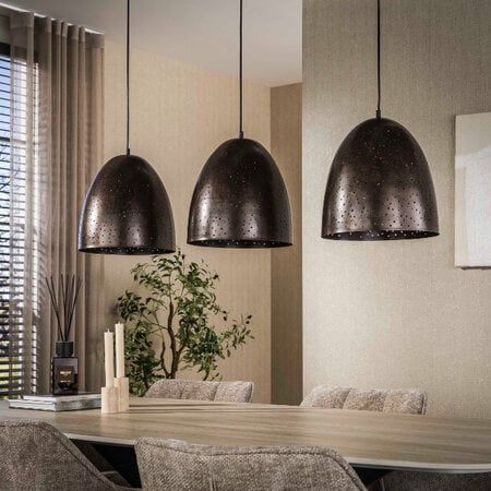 BelaLuz Modern industriële Hanglamp Monte 3-lichts Urban brown