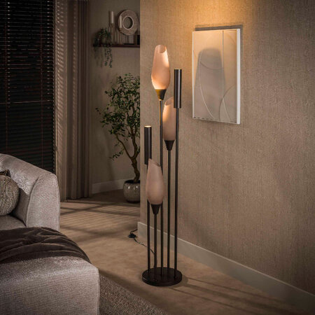 BelaLuz Modern design vloerlamp Phantom 5-lichts brown frosted glas