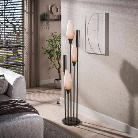 BelaLuz Modern design vloerlamp Phantom 5-lichts brown frosted glas