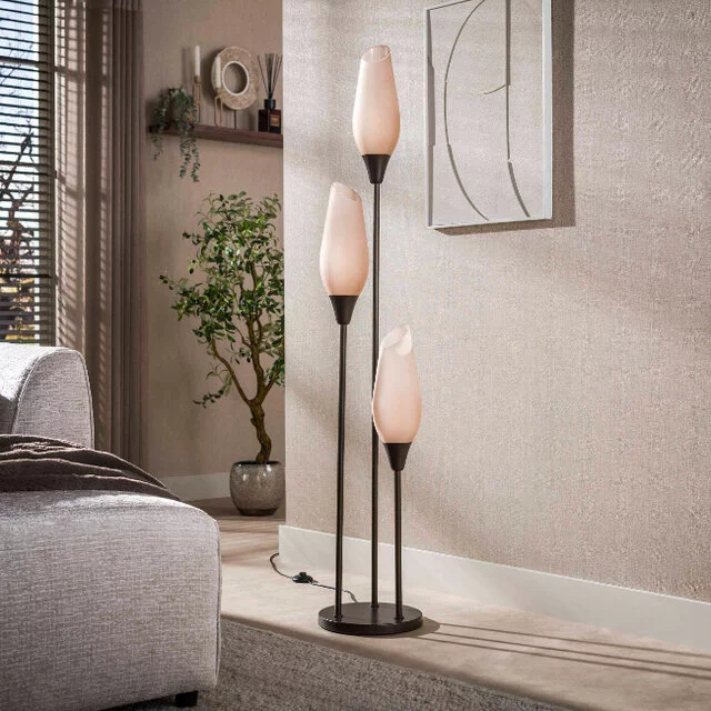 Vloerlamp Phantom 3-lichts Sienna brown frosted glas