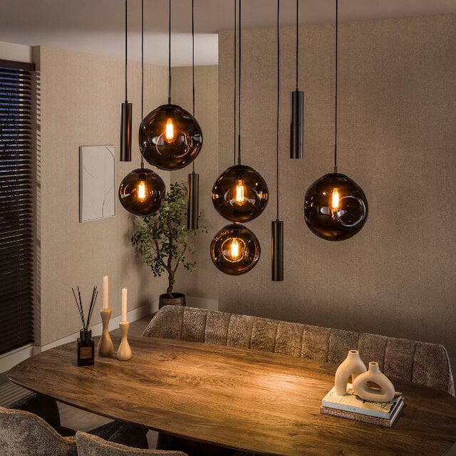 Hanglamp Soraya 9-lichts Sienna brown