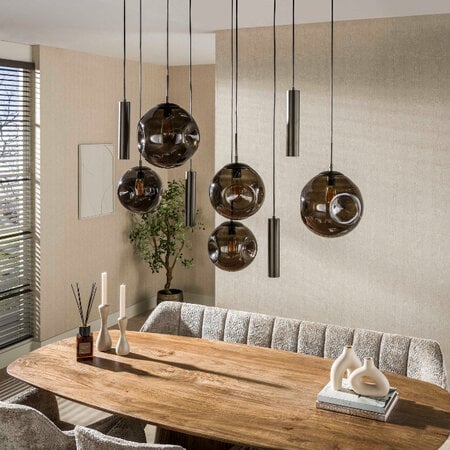 BelaLuz Modern hotel chique hanglamp Soraya 9-lichts Sienna brown