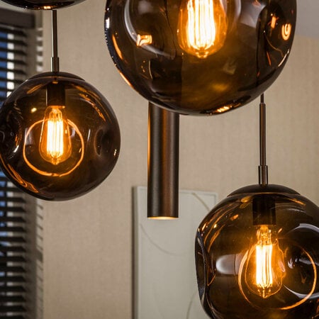 BelaLuz Modern hotel chique hanglamp Soraya 9-lichts Sienna brown