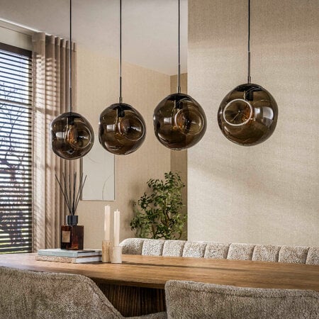 BelaLuz Modern hotel chique hanglamp Soraya 4-lichts Sienna brown