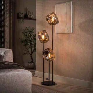 Vloerlamp Ice Cube 3-lichts chrome glas