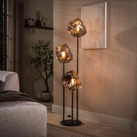 BelaLuz Modern design vloerlamp Ice Cube 3-lichts chrome glas