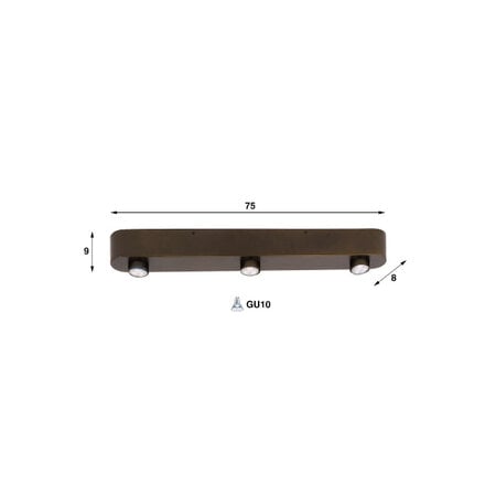 BelaLuz Industriële opbouwspot Bar 3-lichts Sienna brown