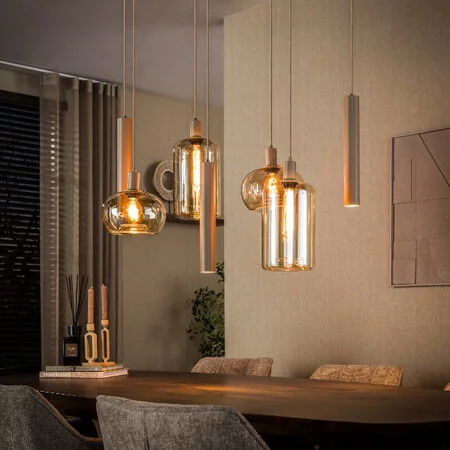 BelaLuz Modern hotel chique hanglamp Iselle 7-lichts beige