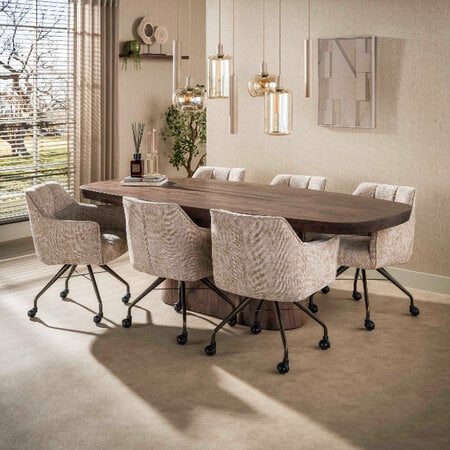 BelaLuz Modern hotel chique hanglamp Iselle 7-lichts beige