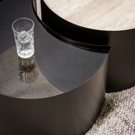 BelaLuz Modern hotel chique salontafel Union set van 2 travertin half moon