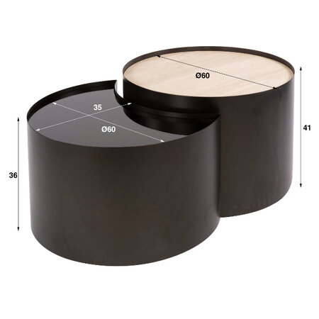 BelaLuz Modern hotel chique salontafel Union set van 2 travertin half moon