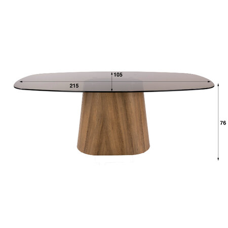 BelaLuz Retro vintage hotel chique eetkamertafel Preto Deens ovaal 215 cm brons glas