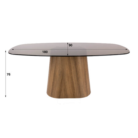 BelaLuz Retro vintage hotel chique eetkamertafel Preto Deens ovaal 180 cm brons glas