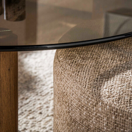 BelaLuz Modern hotel chique salontafel Preto met poef set van 2 brons glas