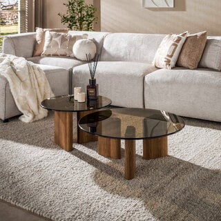 Salontafel Preto set van 2 rond brons glas